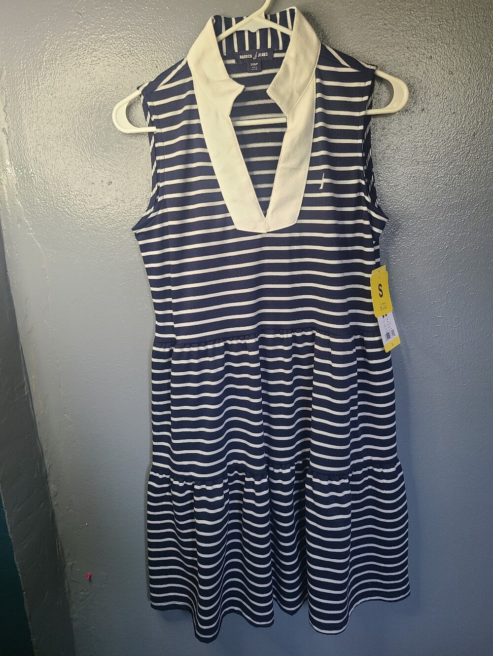 Nautica Navy & White Striped Sleeveless Polo Dress